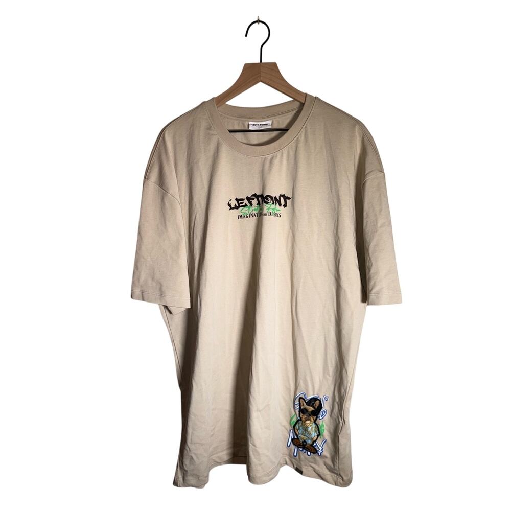 LEFT POINT Imagination Dreams Streetwear graphic t-shirt bulldog cartoon 4XL